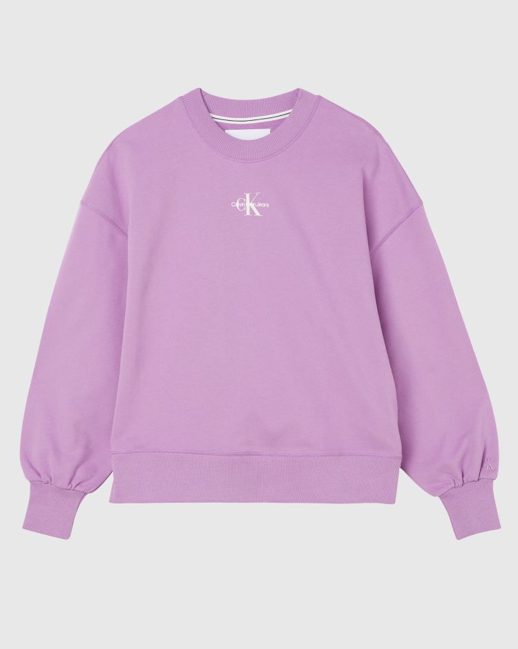 Calvin Klein Felpa Girocollo Micro Monologo Viola Donna