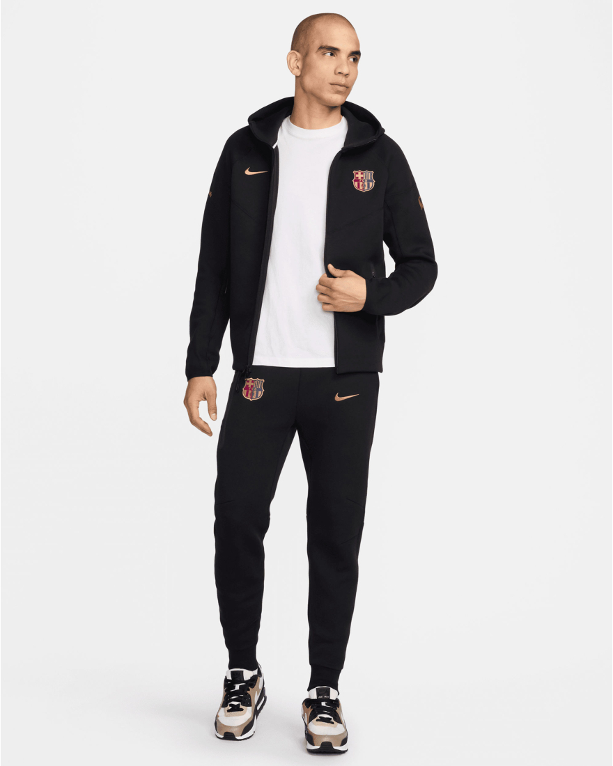 Felpa FC Barcellona con cappuccio Full Zip Nero Uomo Nero