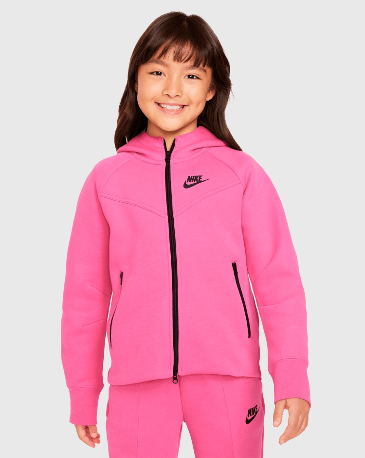 Nike Sportswear Felpa Con Cappuccio e Zip Tech Fleece Rosa Bambina