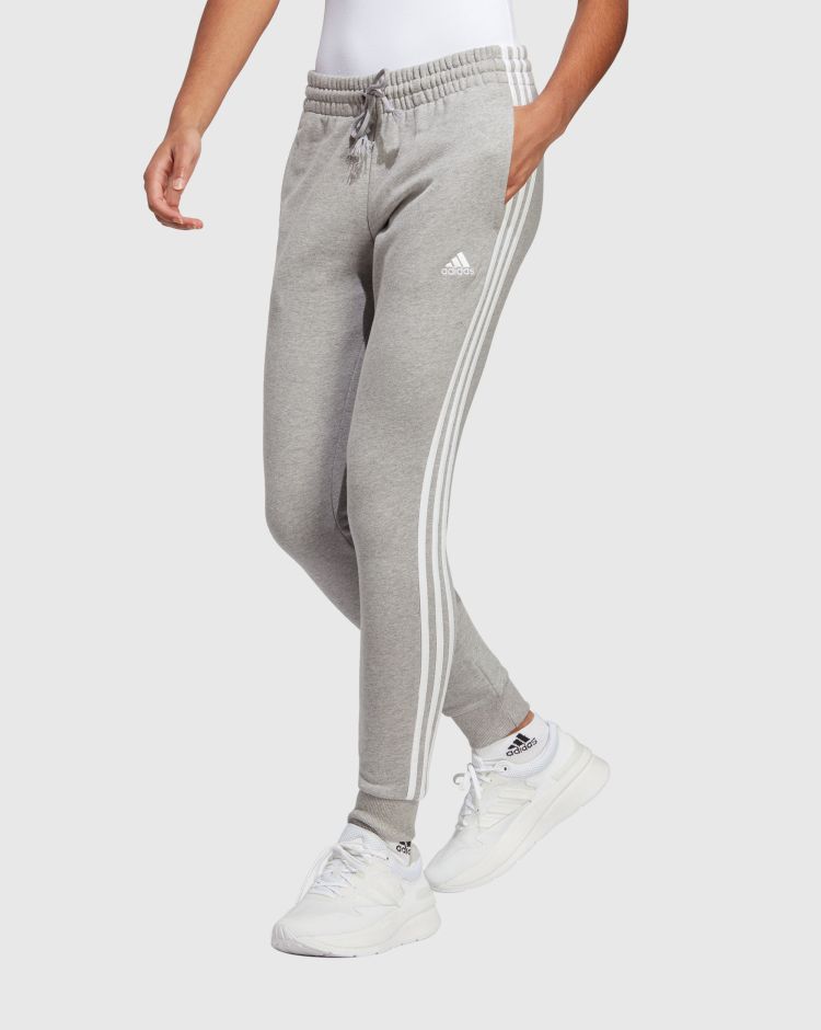 Adidas Pantaloni Essentials 3-Stripes French Terry Cuffed Grigio Donna
