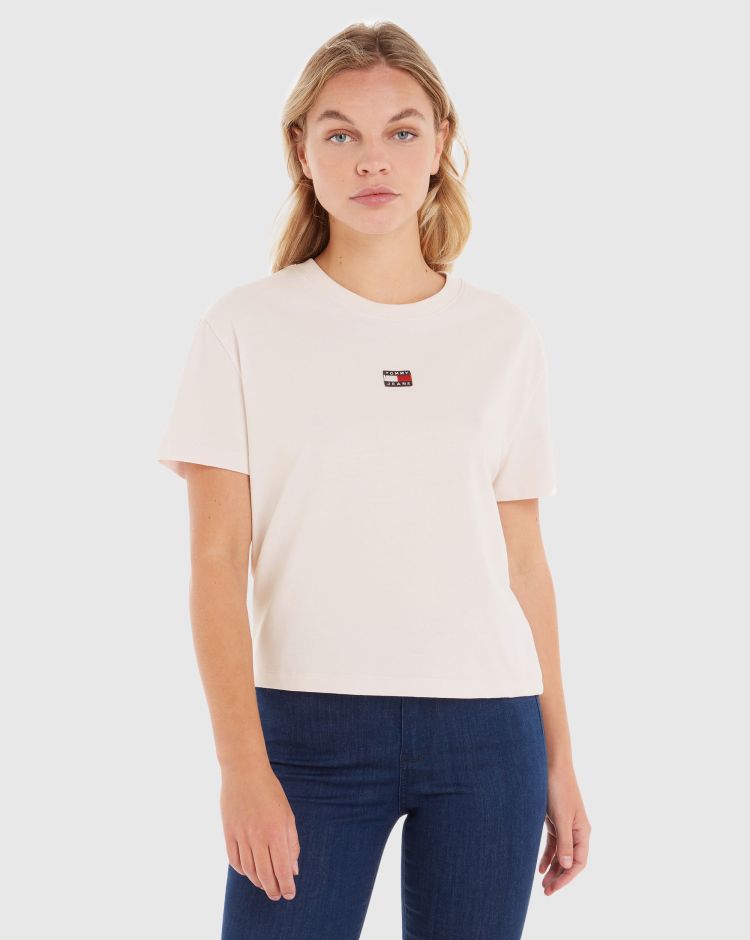 Tommy Hilfiger T-Shirt Classic Fit Badge Rosa Donna