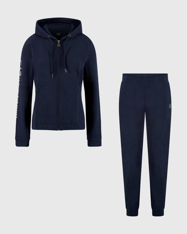Emporio Armani EA7 Tuta Sportiva Con Felpa Full Zip  Blu Donna