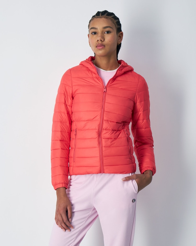 Champion Giacca Imbottita Con Cappuccio Leggera Rosa Donna