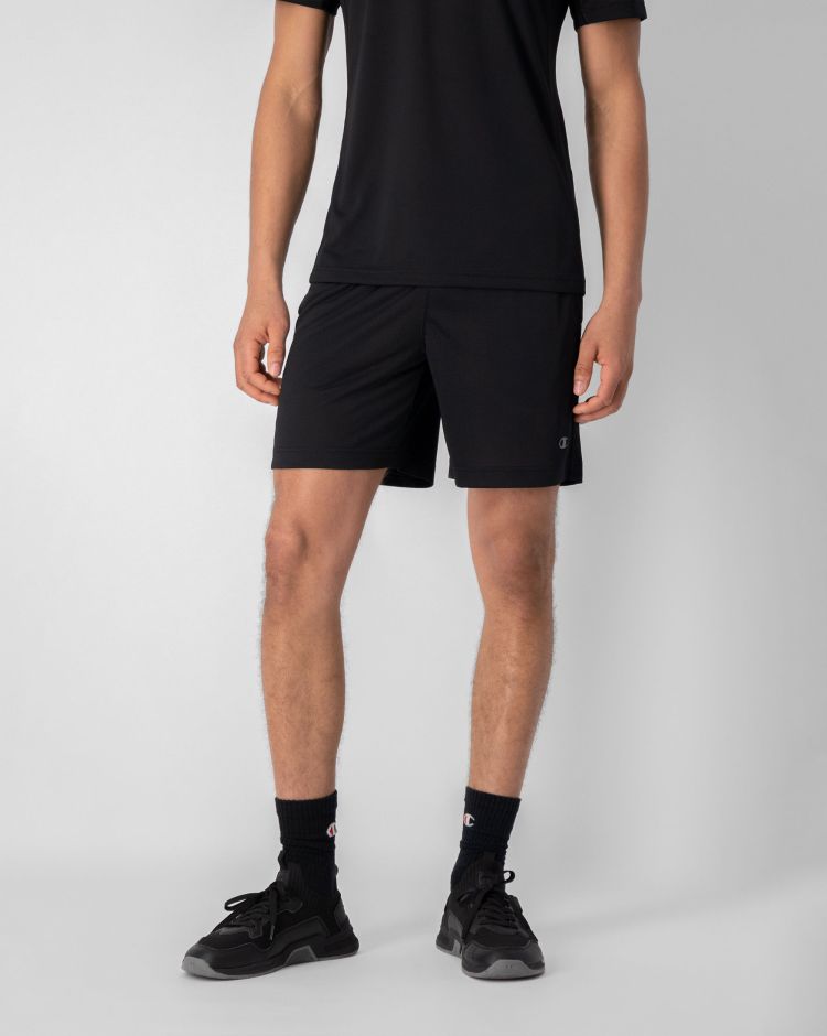 Champion Shorts Micro Mesh Con Logo Riflettente Nero Uomo