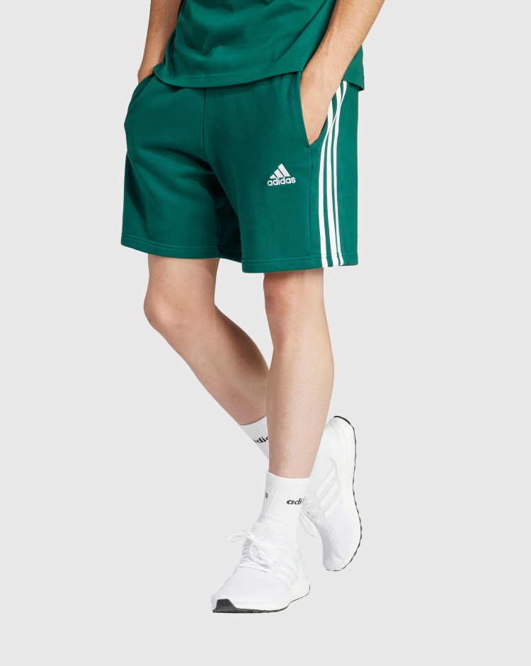 Adidas Short Essentials French Terry 3-Stripes Verde Uomo