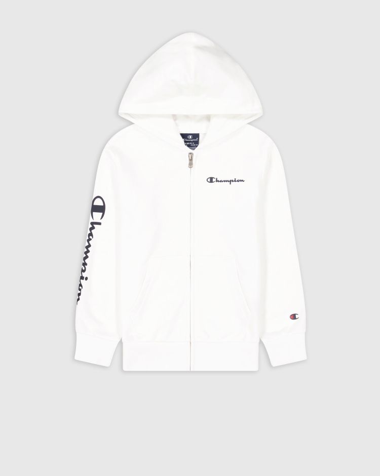 Champion Felpa Con Cappuccio Leggera Con Zip - Bambino Bianco Bambino