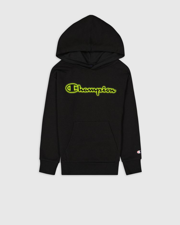 Champion Felpa Con Cappuccio Fluo Nero Bambino