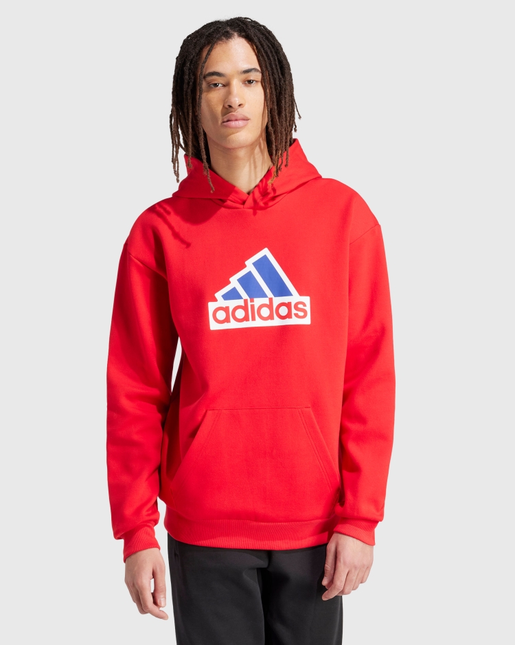 Adidas Felpa con Cappuccio Badge Of Sport Rosso Uomo