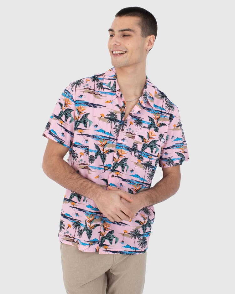 Hurley Camicia Manica Corta Rincon Rosa Uomo