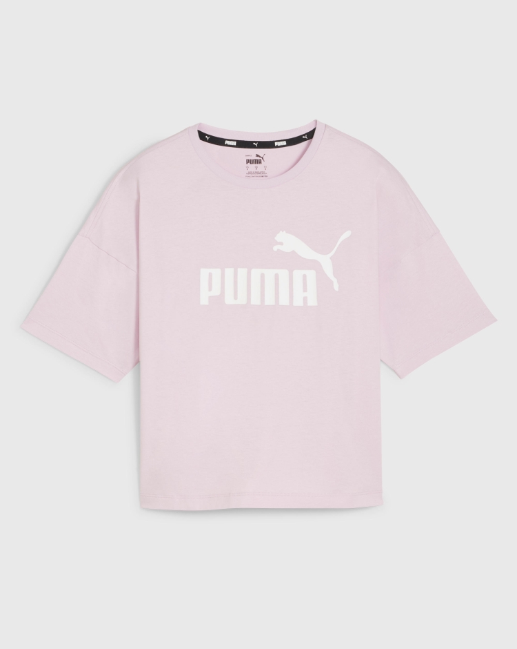 Puma T-Shirt Corta Con Logo Essentials Rosa Donna