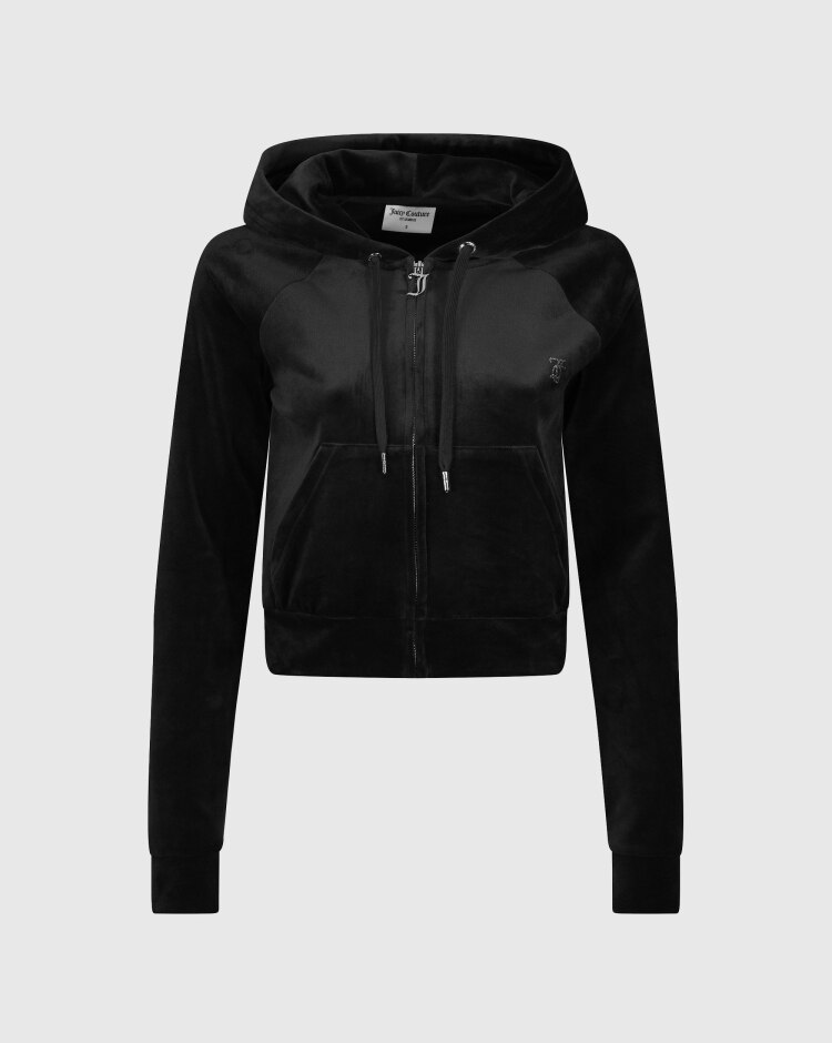 Felpa Con Cappuccio Classic Velour Shrunken Nero Donna