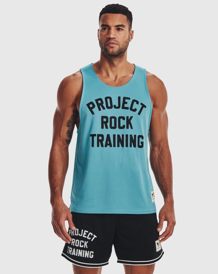 Under Armour Canotta Project Rock Mesh Blu Uomo