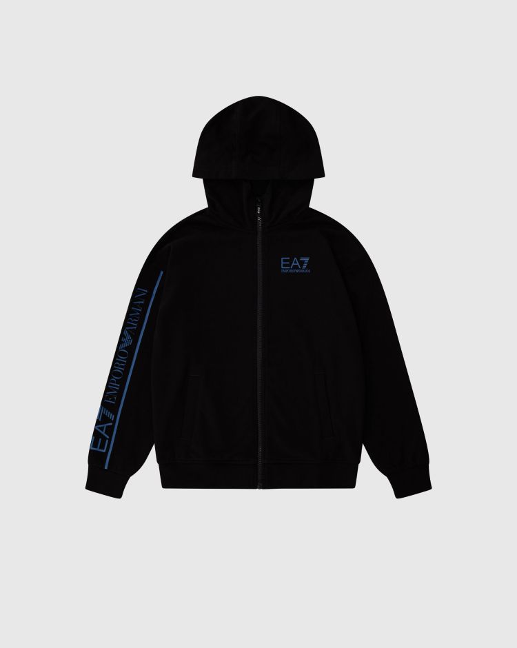 Emporio Armani EA7 Felpa Con Cappuccio Full Zip Nero Bambino