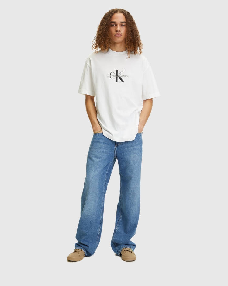 Calvin Klein T-Shirt Monologo Oversized Bianco Uomo