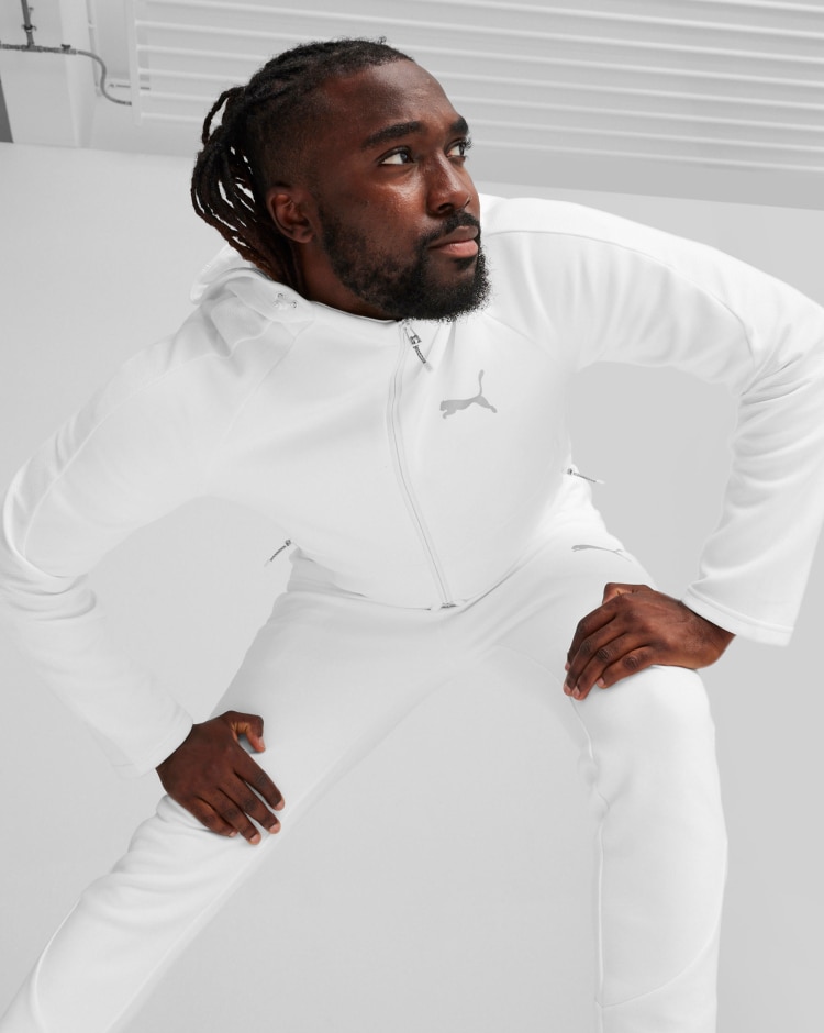 Puma Felpa con Zip Integrale E Cappuccio Evostripe Bianco Uomo
