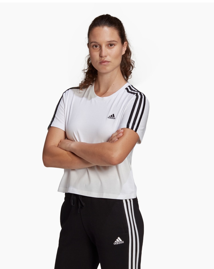 Adidas T-Shirt Essentials Cropped Bianco Donna