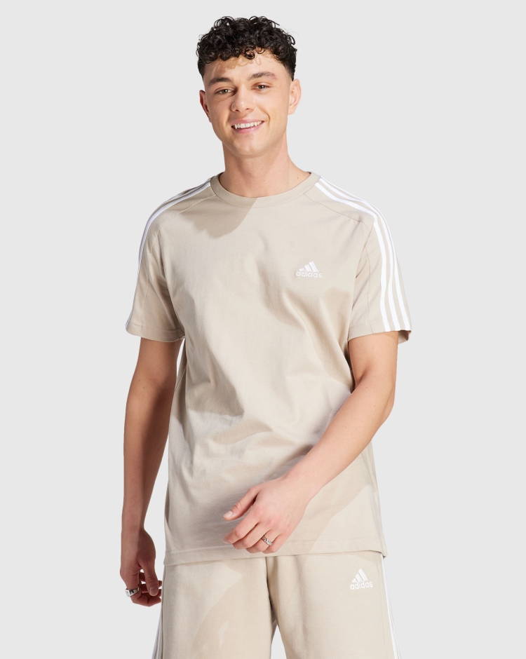 Adidas T-shirt Essentials Single Jersey 3-Stripes Marrone Uomo
