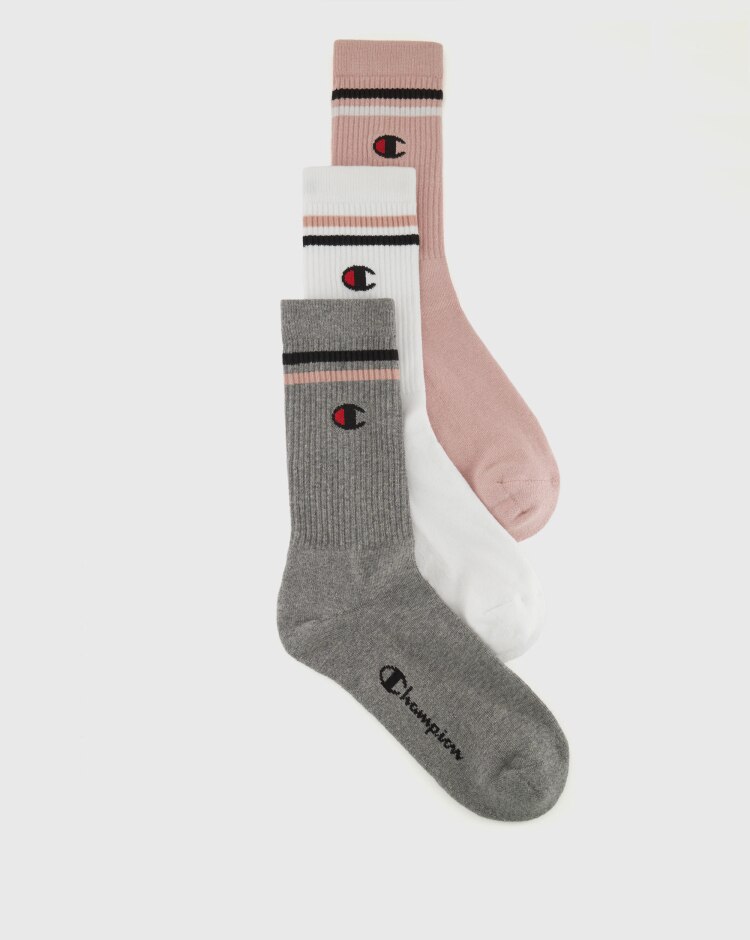 Champion Calze Crew - 3 Paia Rosa