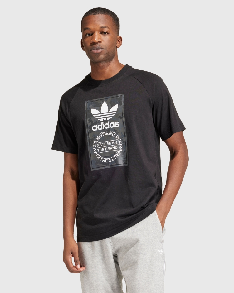 Adidas Originals T-Shirt Camo Tongue Nero Uomo