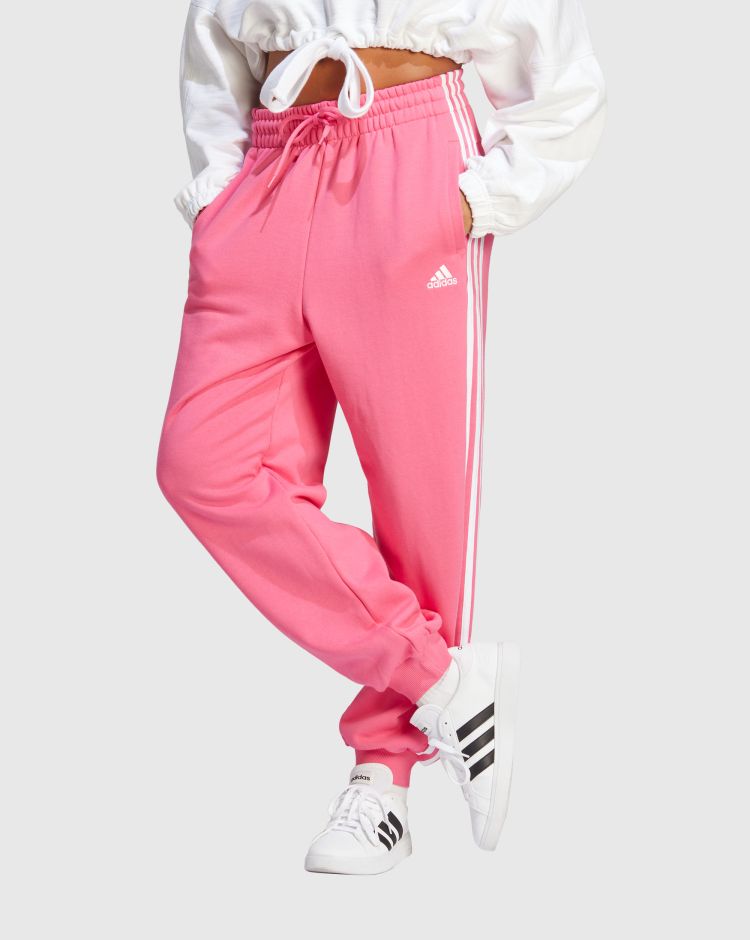 Adidas Pantaloni Essentials 3-Stripes French Terry Loose-Fit Rosa Donna