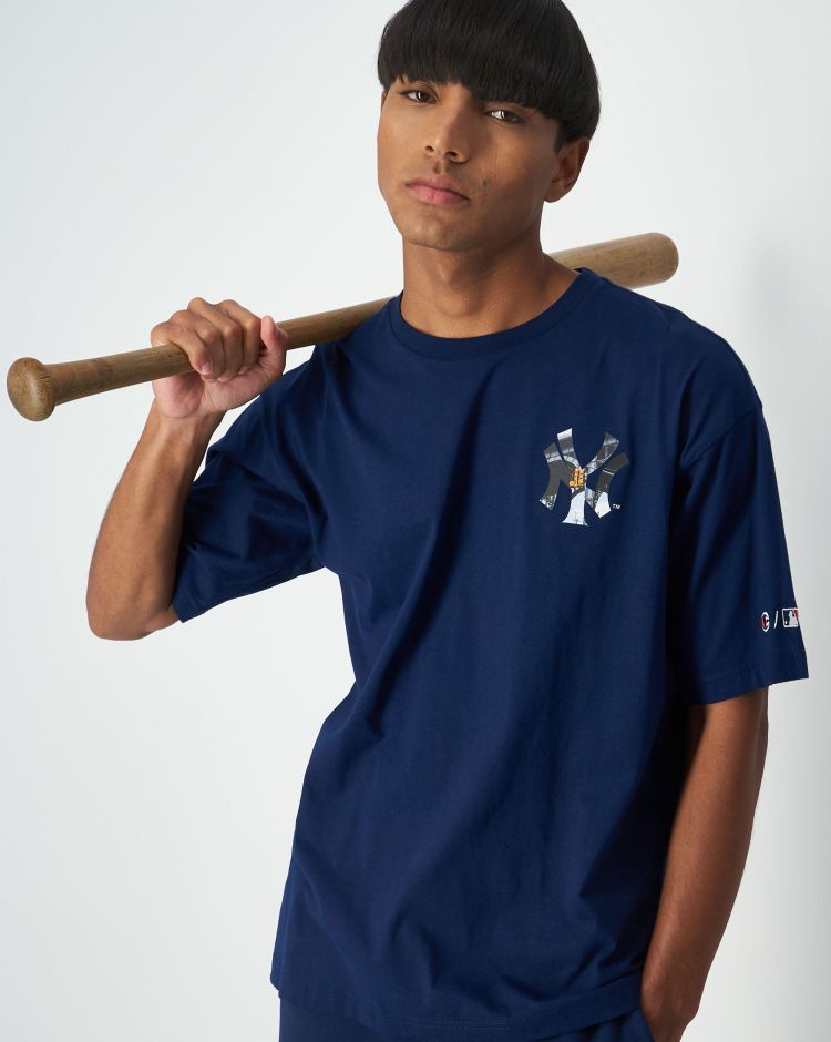 Champion T-Shirt In Cotone MLB Blu Uomo