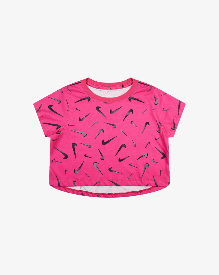 Nike T-Shirt Crop Swooshes Bambina
