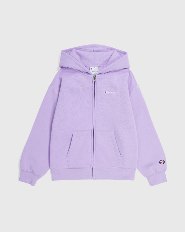 Champion Felpa Con Cappuccio Full Zip Mini Logo Viola Bambina