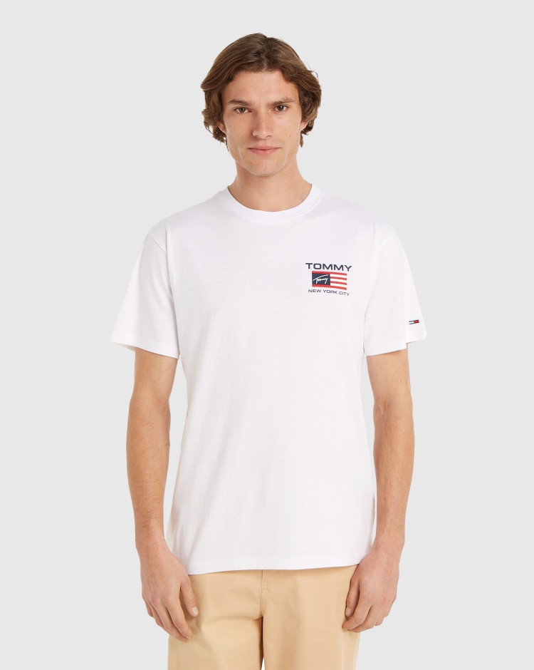 Tommy Hilfiger T-Shirt Classic Athletic Flag Bianco Uomo