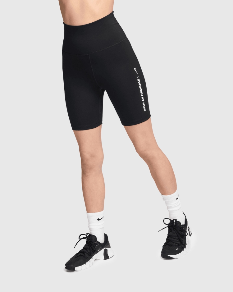Nike Shorts da ciclista 18 cm a vita alta Nero Donna