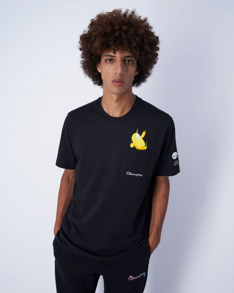 Champion x FALL GUYS T-Shirt Girocollo con Taschino Nero Uomo