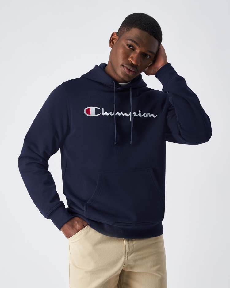 Felpa con cappuccio con logo grande Blu Uomo