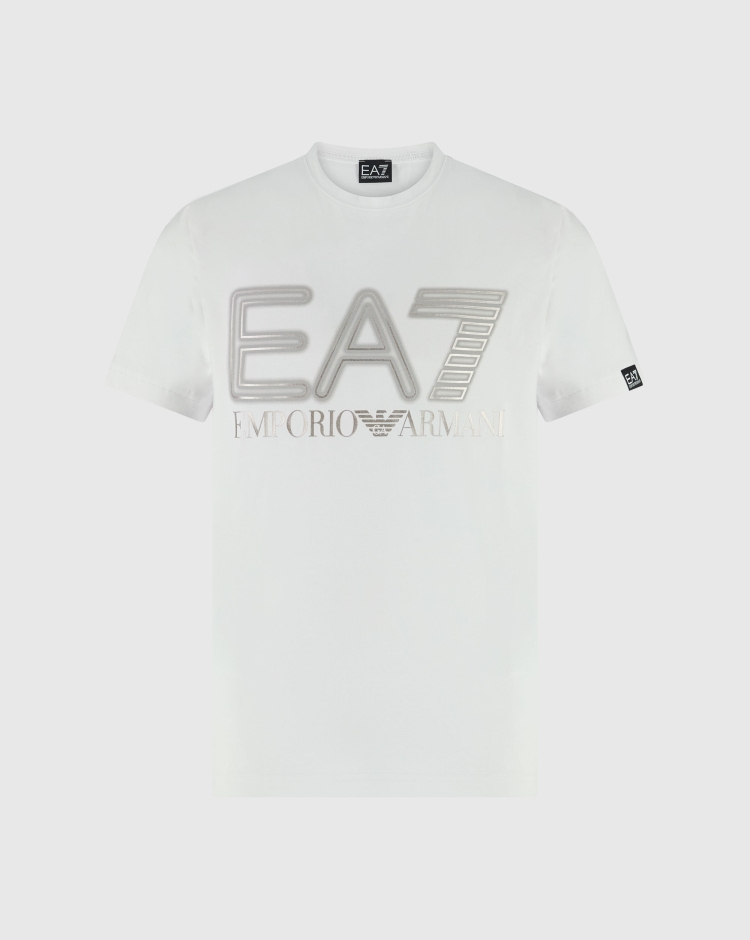 Emporio Armani EA7 T-shirt Logo Series in cotone stretch Bianco Uomo