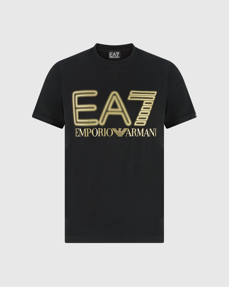 Emporio Armani EA7 T-shirt Logo Series in cotone stretch Nero Uomo