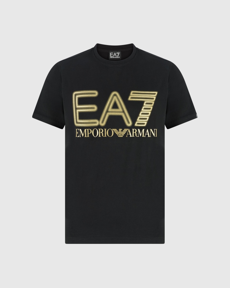 Emporio Armani EA7 T-shirt Logo Series in cotone stretch Nero Uomo