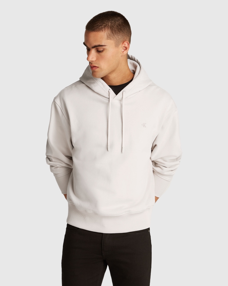 Felpa con cappuccio in spugna di cotone Bianco Uomo