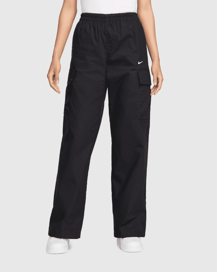 Pantaloni cargo in tessuto a vita media Standard Fit Nero Donna