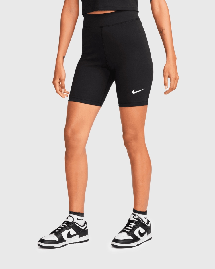 Nike Shorts Modello Ciclista 20 cm a Vita Alta Nero Donna