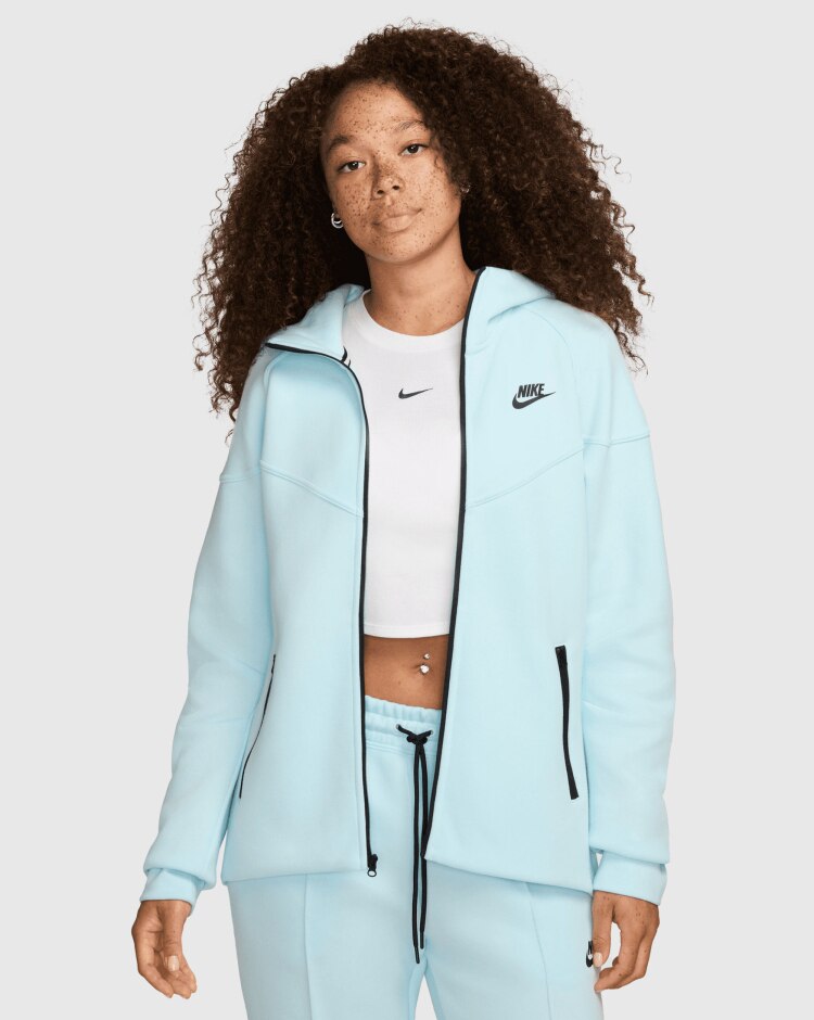 Felpa con cappuccio Full Zip Tech Fleece Blu Donna