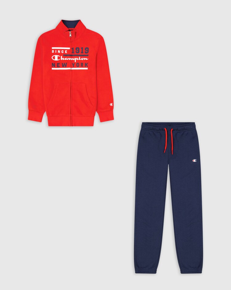 Champion Tuta Con Felpa Full Zip Rosso Bambino