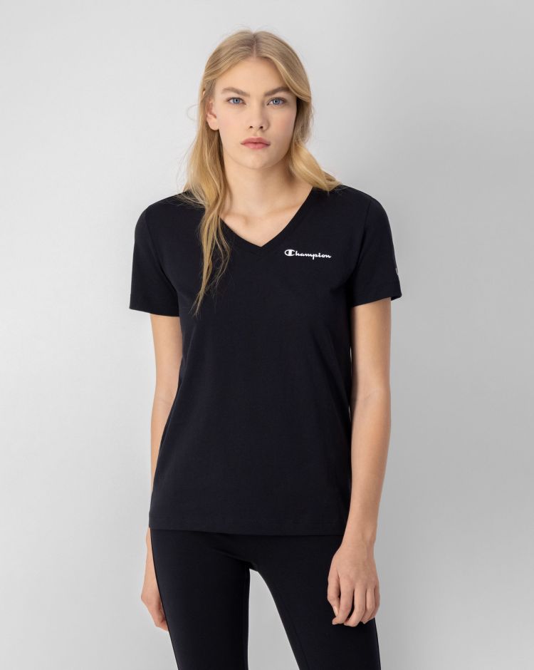 Champion T-Shirt Con Scollo a V American Classics Nero Donna