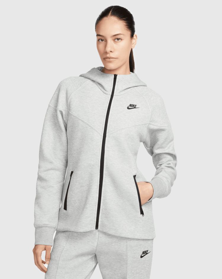 Nike Felpa Con Cappuccio Sportswear Tech Fleece Windrunner Full-Zip Grigio Donna