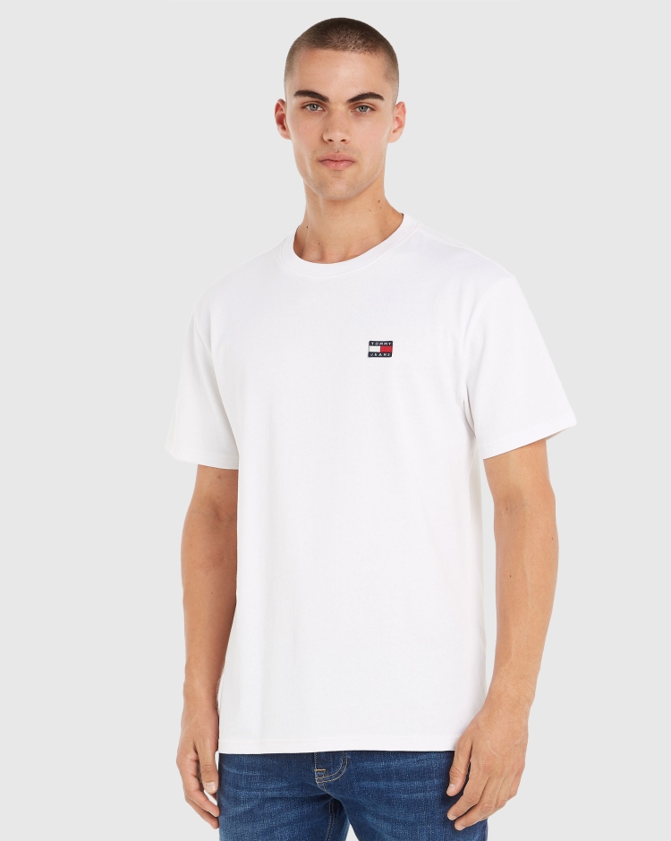 Tommy Hilfiger T-Shirt Classic Fit Con Distintivo Bianco Uomo