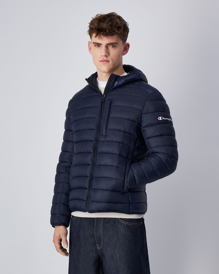 Giacca Piumino Con Cappuccio Outdoor Blu Uomo