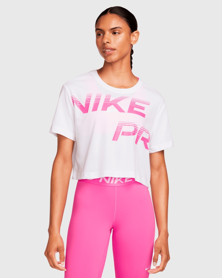 Nike Pro T-Shirt Dri-FIT Graphic  Bianco Donna
