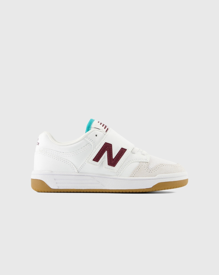 New Balance 480 Court Bianco Bordeaux Bambino