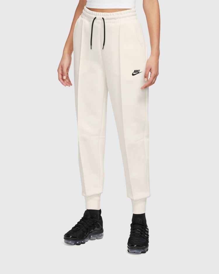 Nike Joggers Sportswear Tech Fleece Mid-Rise Bianco Donna