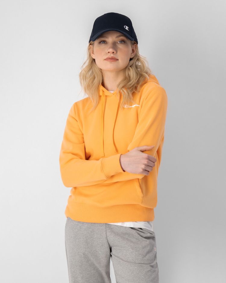 Champion Felpa Con Cappuccio E Logo Piccolo in Terry Arancio Donna