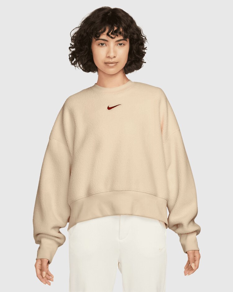 Nike Felpa Girocollo Plush Marrone Donna