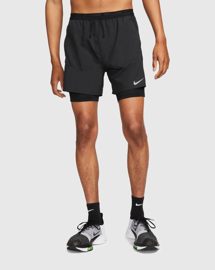 Nike Shorts da running Hybrid 13 cm Dri-FIT Stride Nero Uomo