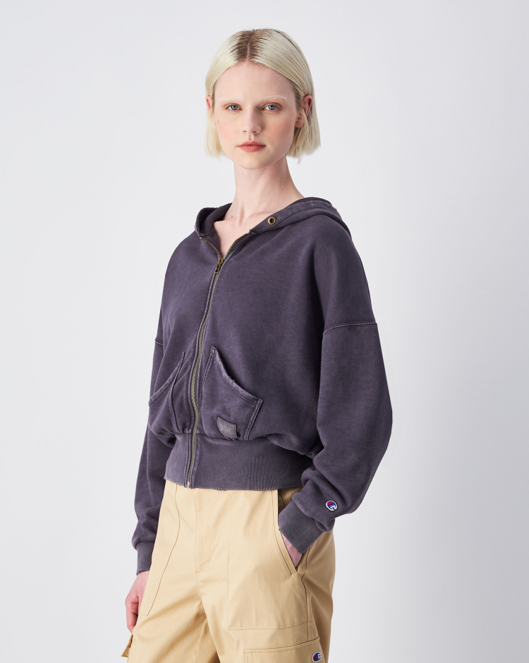Felpa Full Zip Con Cappuccio Time Capsule Grigio Donna